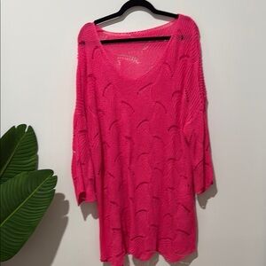 Hot Pink Knit Coverup